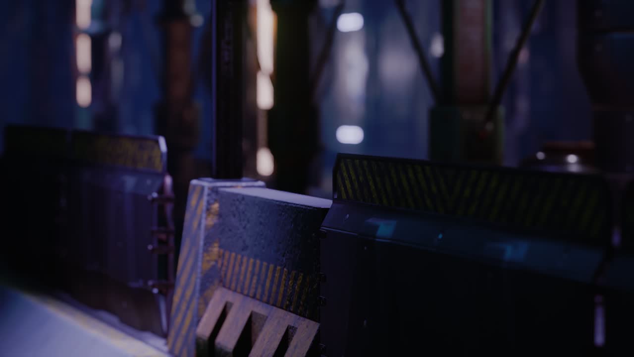 밤에 네온 빛이 빛나는 미래의 거리