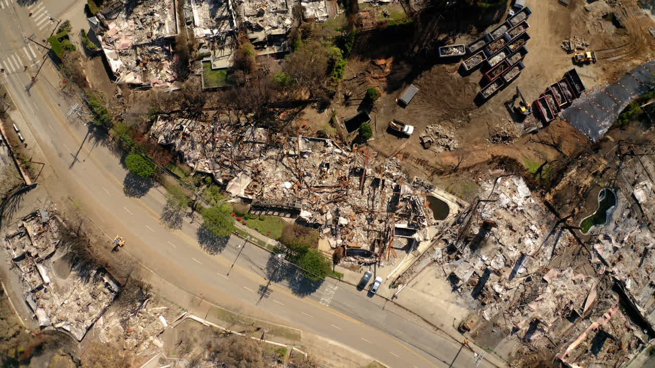 Aerial View of Extensive Destruction and Rubble After a Disaster