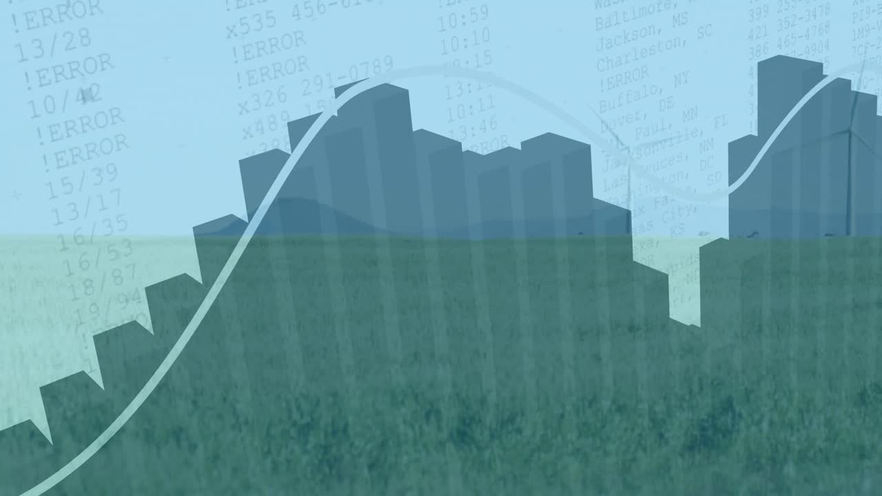 풍력 터빈에서 데이터 처리의 애니메이션