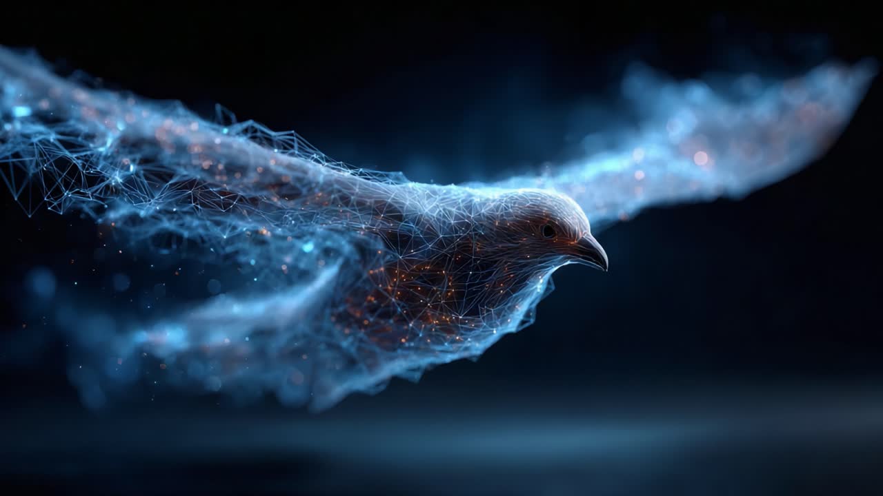 A Captivating Digital Rendering of a Bird in Flight, Exemplifying the Fusion of Nature and Technology Through Stunning Visual Effects and a Powerful Sense of Motion