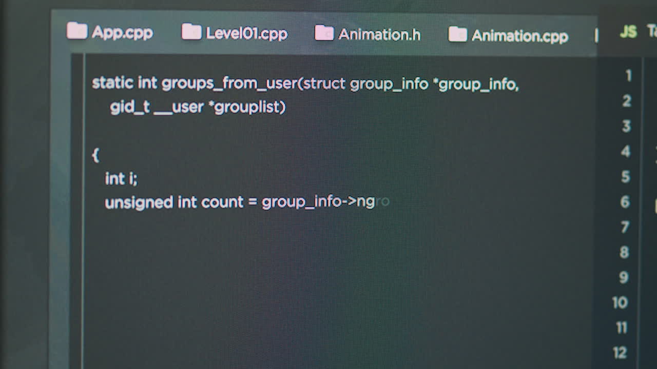 Display of software developer typing database functions script on html terminal window
