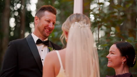 romantic outdoor wedding ceremony in a forest