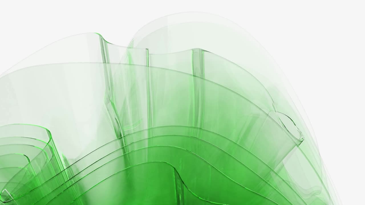Sinfonia di vetro eterea verde su sfondo bianco