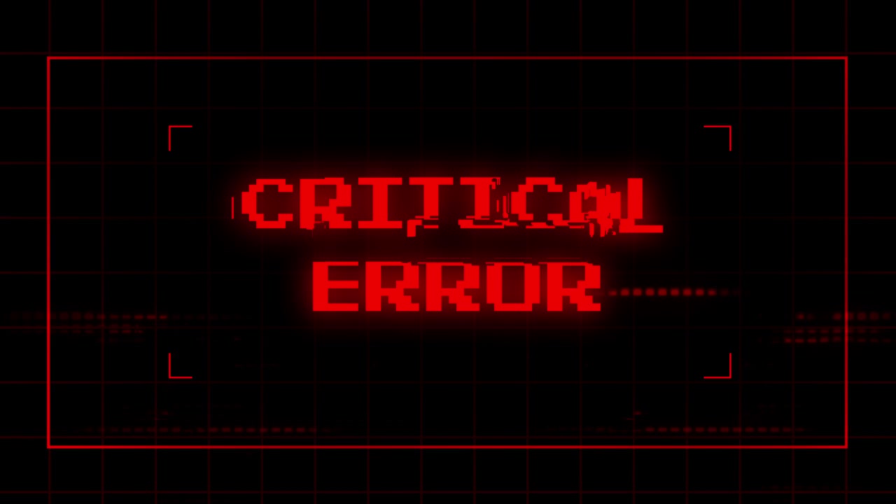 Digital Critical Error Warning with Glitch and Scanlines