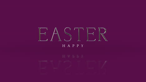 gleaming happy easter greetings on a deep purple canvas