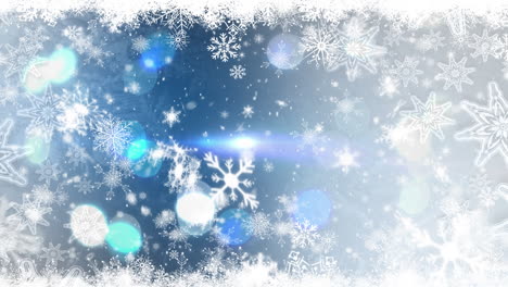 snow falling on blue background