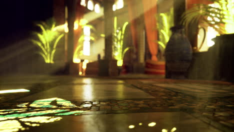 light streams through ornate architecture illuminating a vibrant interior