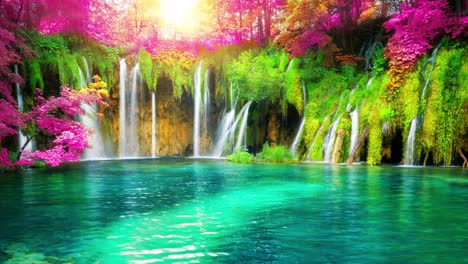 seamless loop cinemagraph video of waterfall landscape in plitvice lakes croatia