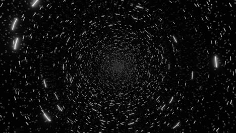 Computerized-motion-graphics-of-moving-through-a-tunnel-in-black-space-with-white-circular-shape-bodies