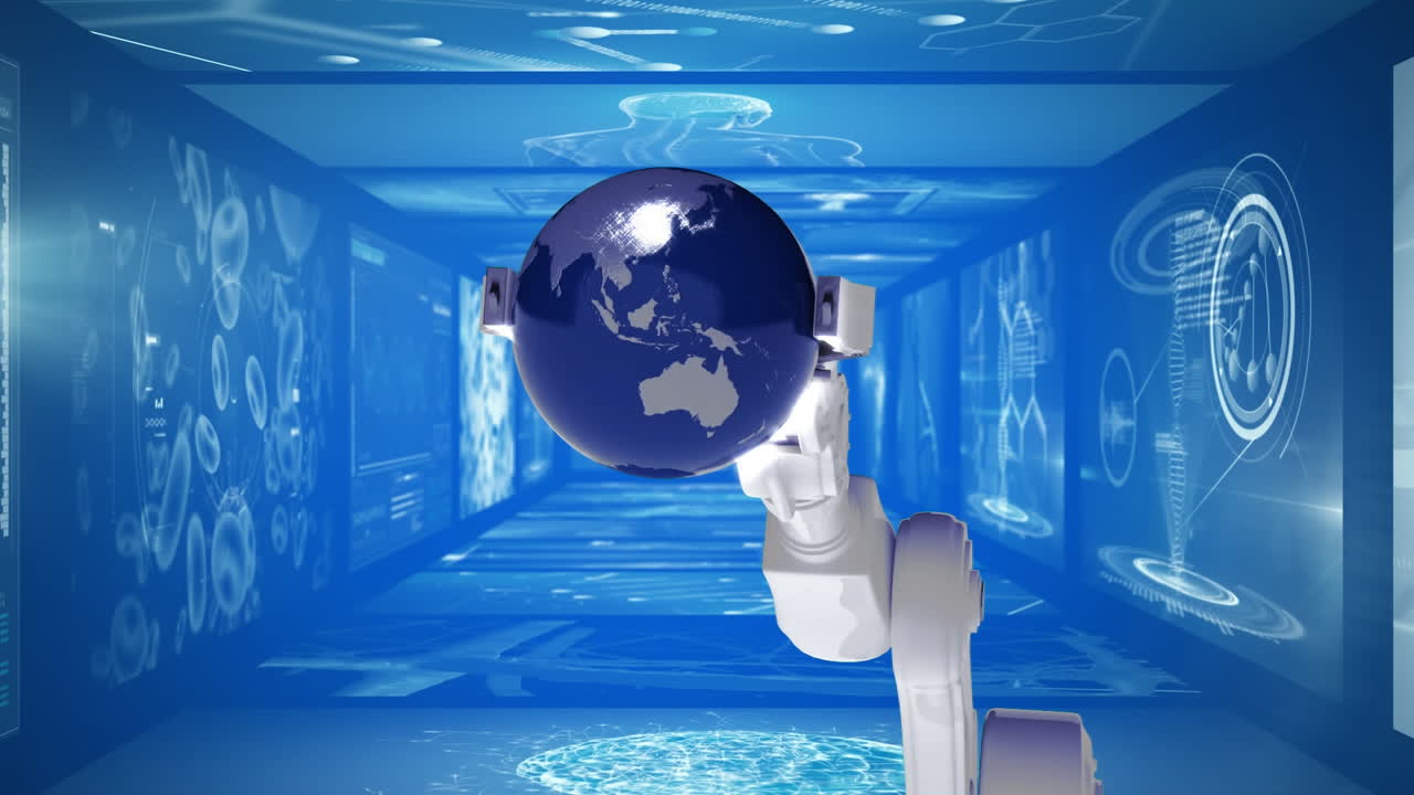 의료 데이터 처리에 대항하여 지구를 들고 있는 로 ⁇  팔