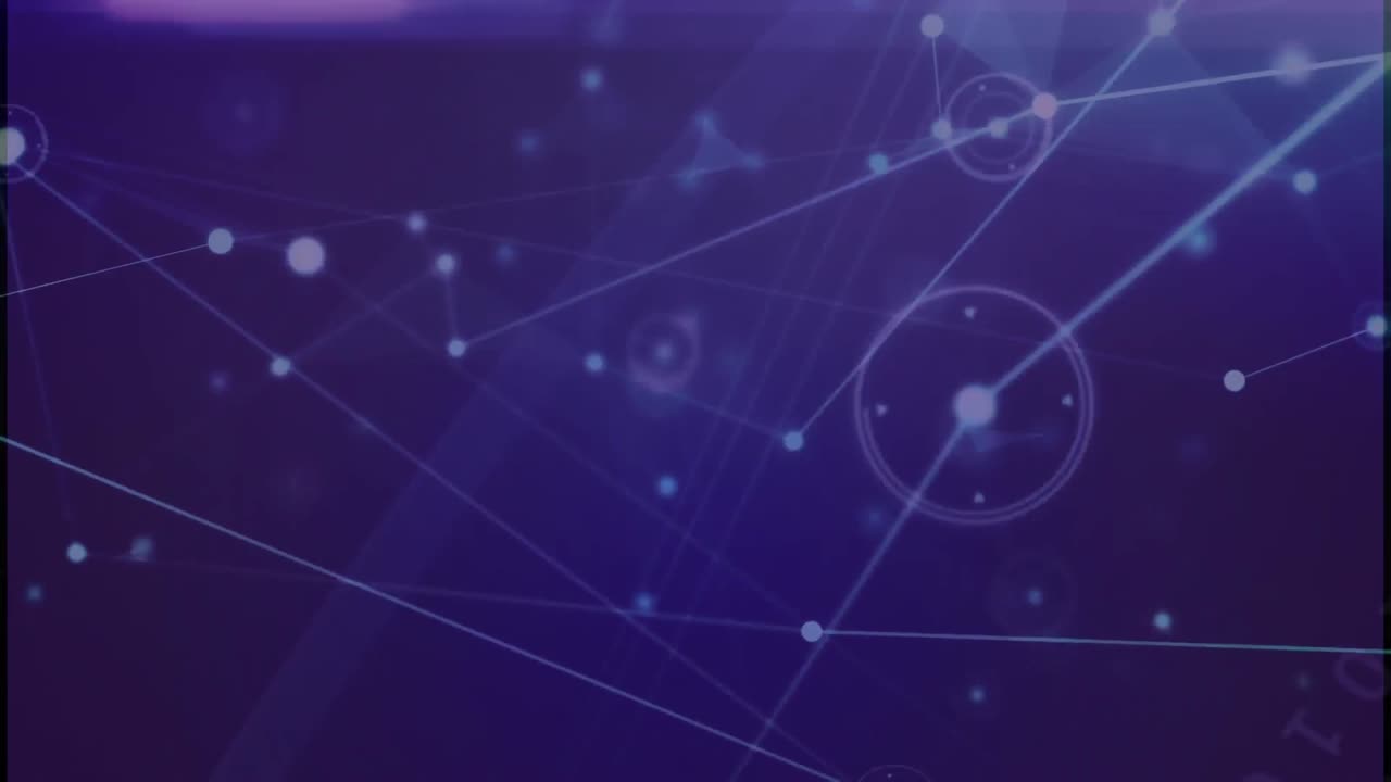 Animation of network of connections over purple background