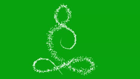 yoga symbol with stars on green screen background