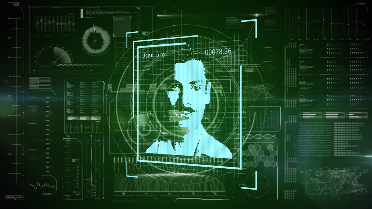 animación de múltiples iconos de perfiles cambiantes a través de una interfaz digital con procesamiento de datos