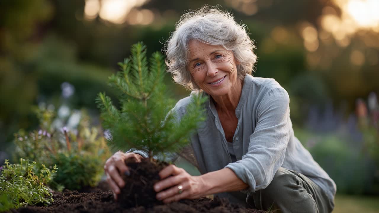 An Enthusiastic Gardener Plants a Young Sapling in Her Beautiful Garden, Embracing Nature and Cultivating Life with Joy and Passion