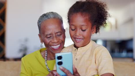 relax, kid or grandma with phone for social media