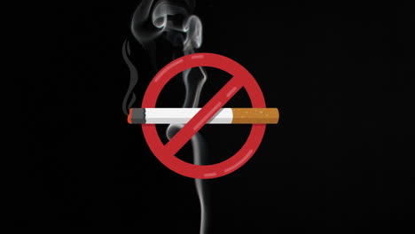 digital animation of no smoking symbol icon against black background