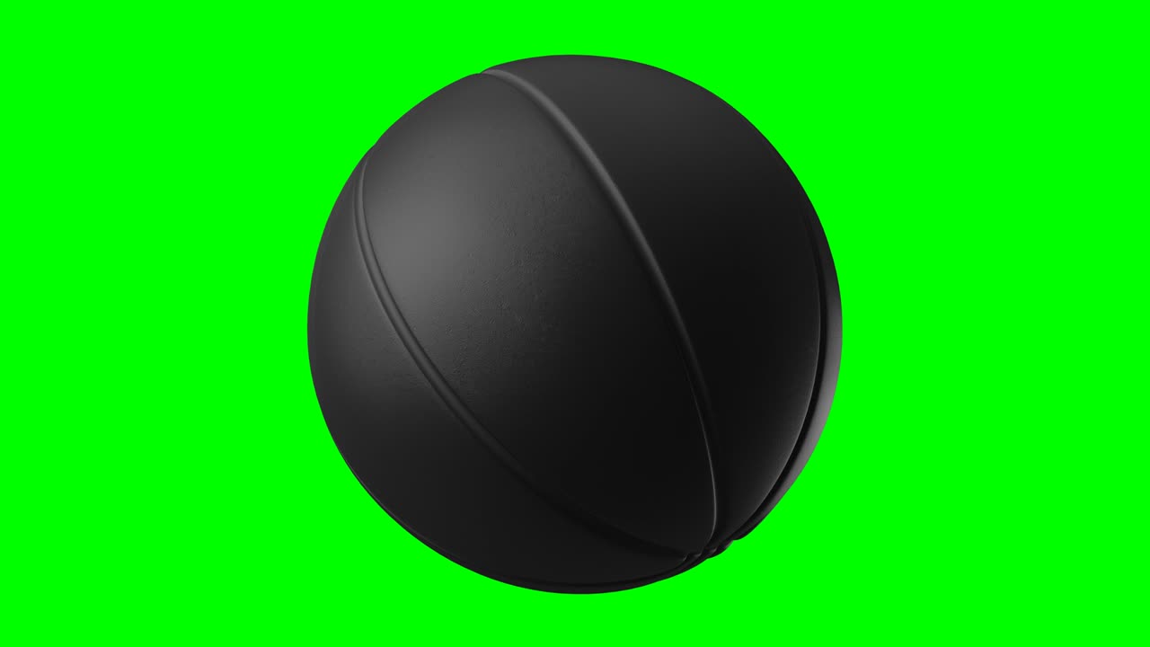 Black basketball ball on green chroma key.