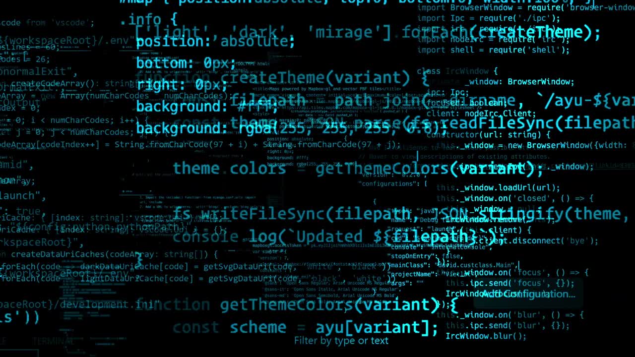 The abstract code moves in the virtual space. looped