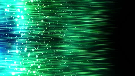 lujosas luces brillantes con partículas parpadeantes. brillo animación de bucle vintage. circular. hexagonal. lineal. concepto de decoraciones de pantalla. verde y azul.