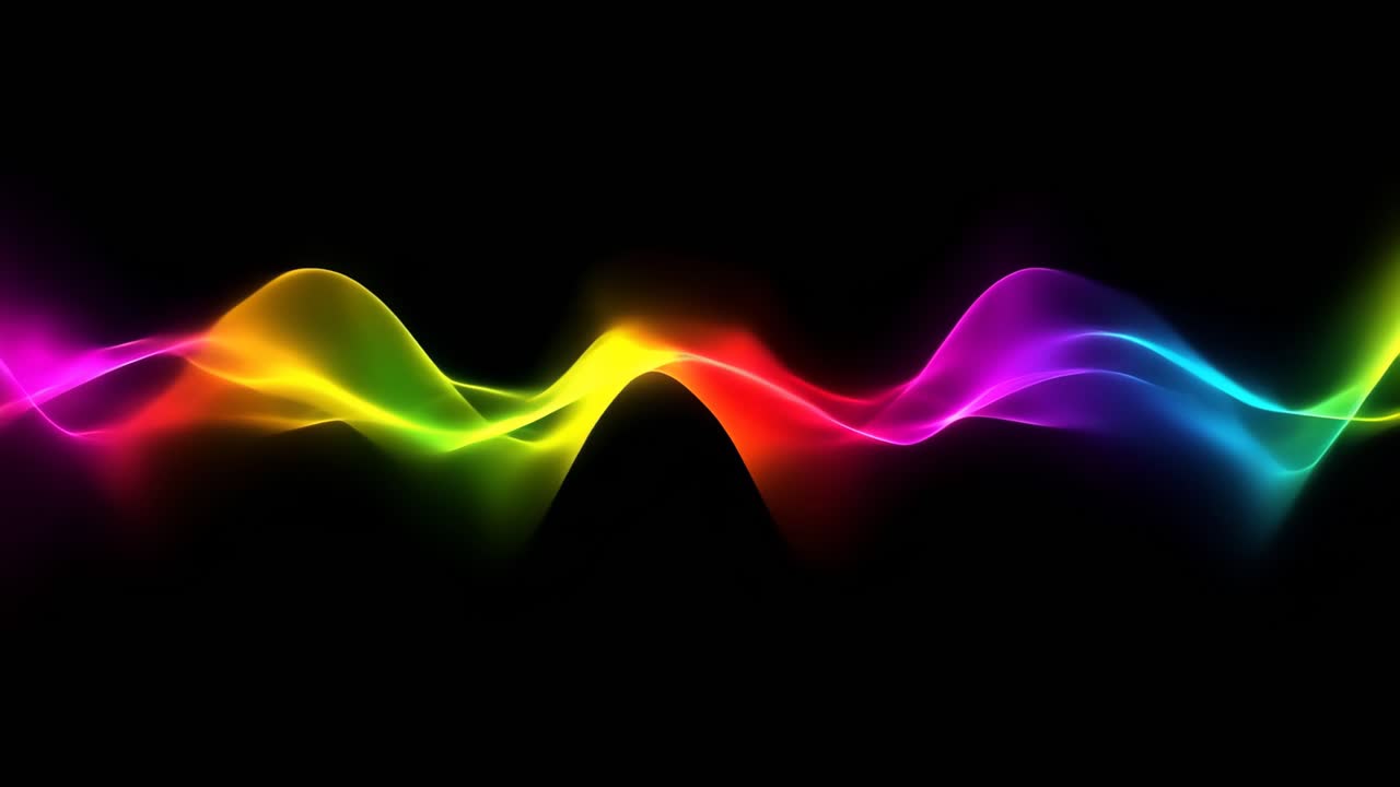 Vibrant, flowing waves of color on a black background, captured from a side angle