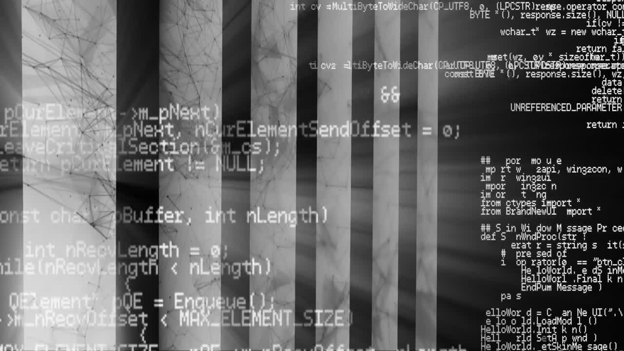 Animation of data processing and shapes on gray background