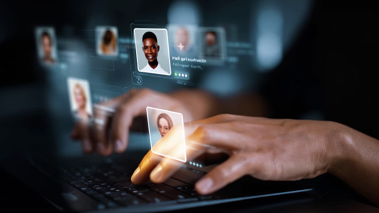 Exploring Digital Profiles: Engaging Interface With Dynamic User Images While Navigating Through a Futuristic Keyboard Experience