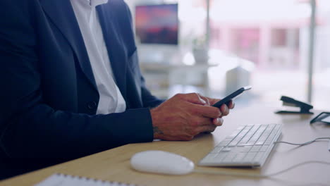 Hands,-texting-and-phone-in-office-with-man