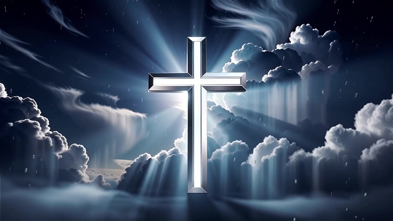 Christian Cross Heavenly Light Worship Background