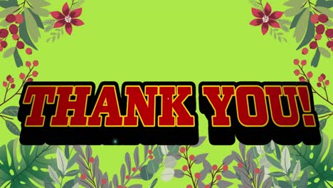 animation of thank you in digital abstract space with flower grame