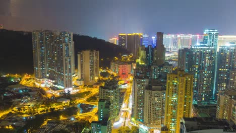 china macao famosa isla de taipei en el techo iluminación nocturna panorama 4k lapso de tiempo