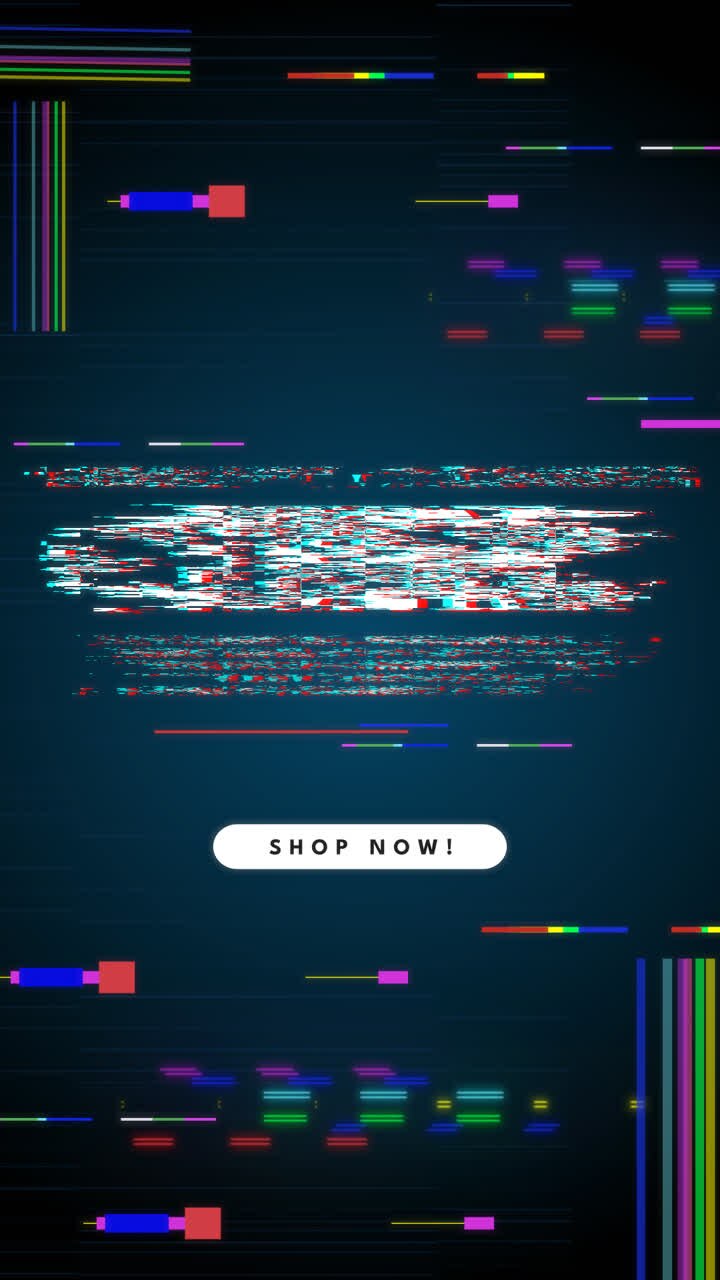 Grafica animata di banner offerta Cyber Monday con effetto glitch