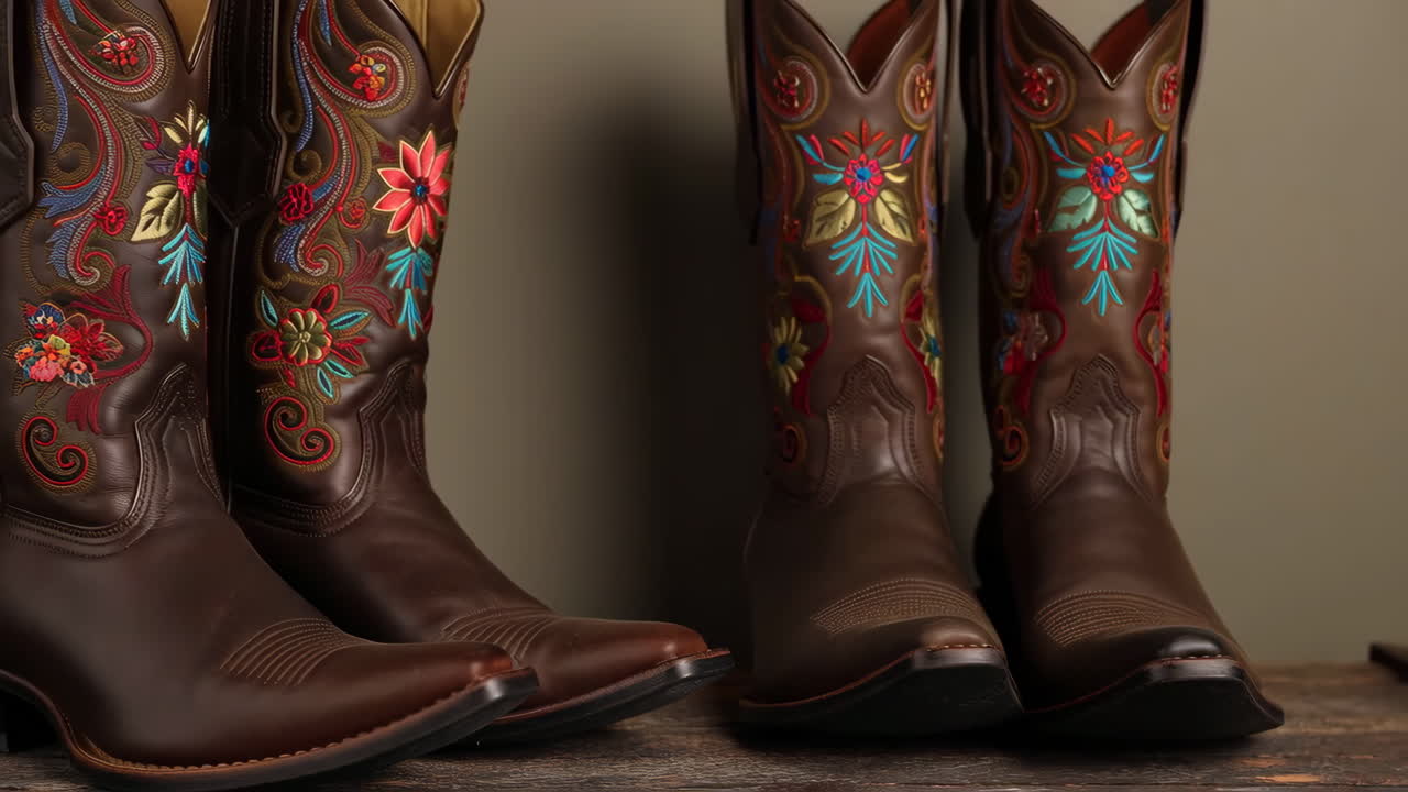 Embroidered Leather Cowboy Boots