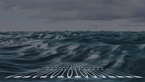 animation of binary coding over sea