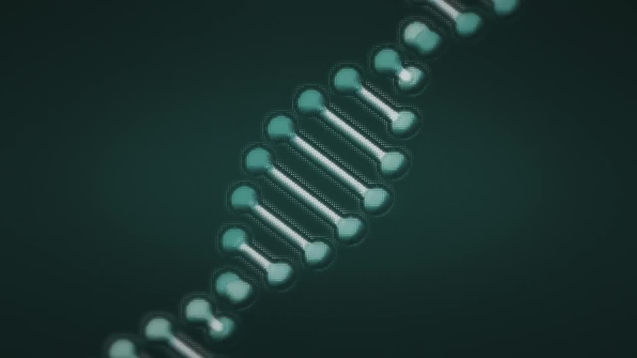 Animazione di punti su un filamento di DNA