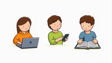 children engaged in diverse learning and digital activities