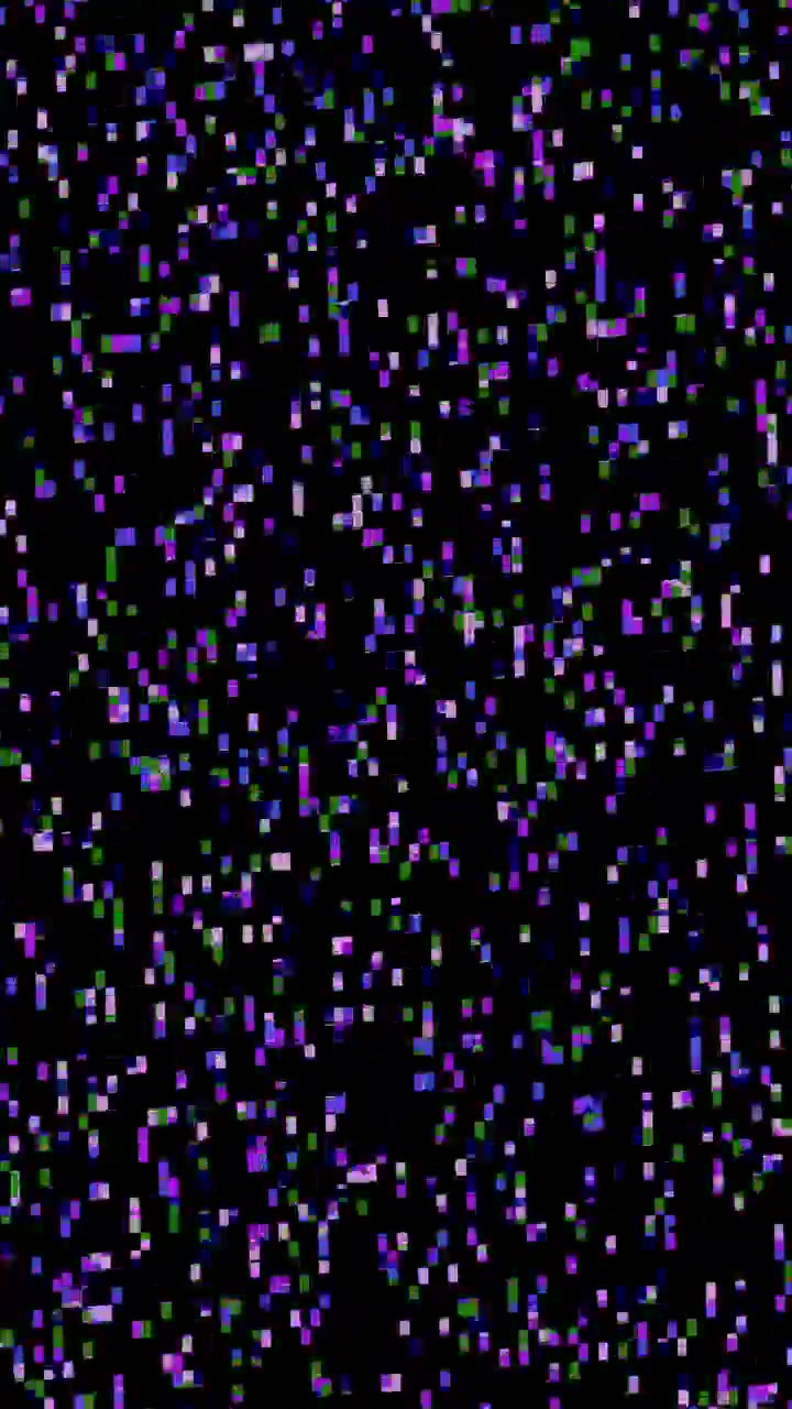 Abstract Digital Glitch Effect with Purple and Green Pixels