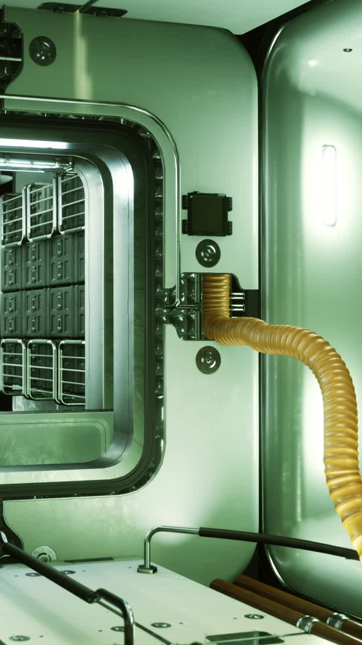 Mecanismo de cierre de una unidad de almacenamiento futurista en un entorno de alta tecnología