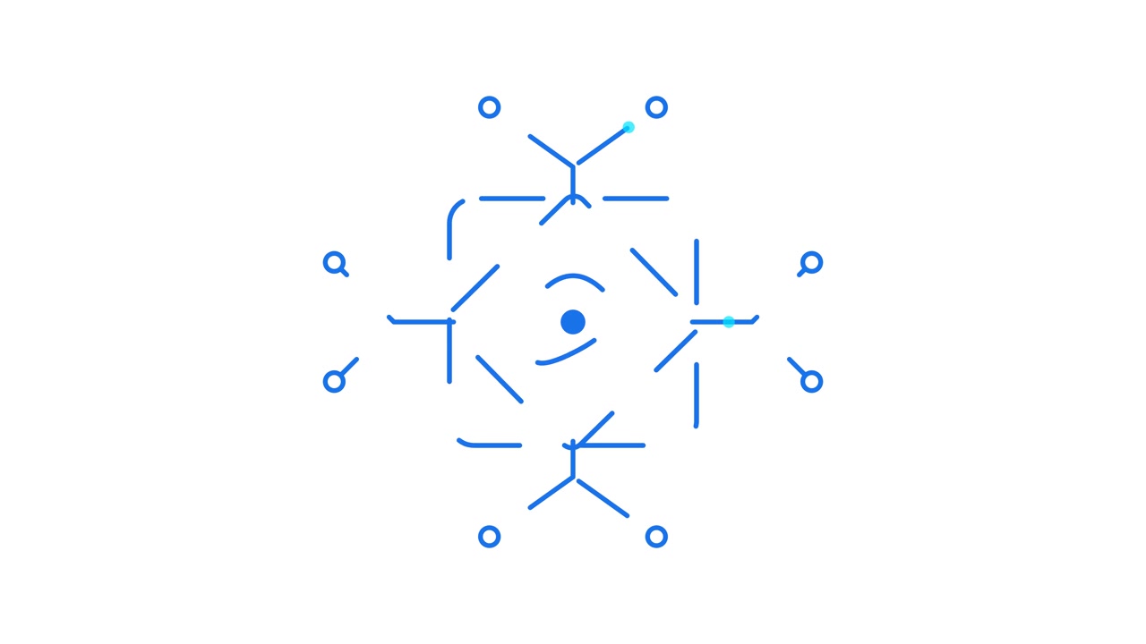 Animated Abstract Geometric Pattern with Rotating Blue Lines