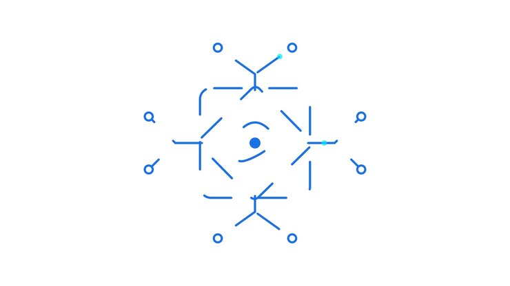 Animated Abstract Geometric Pattern with Rotating Blue Lines