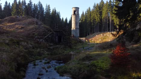 aerial view from under ruptured dam desna in jizera mountains in czechia