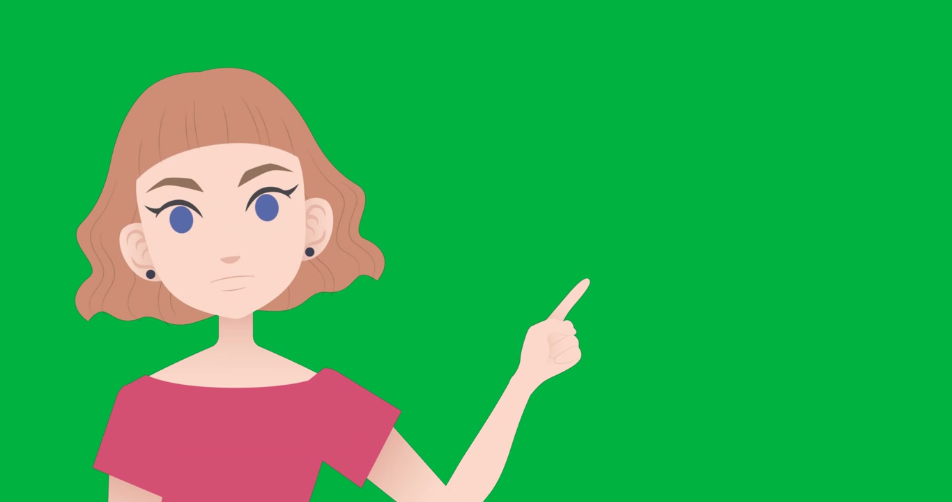 Animation of illustration of caucasian woman talking and pointing on transparent background