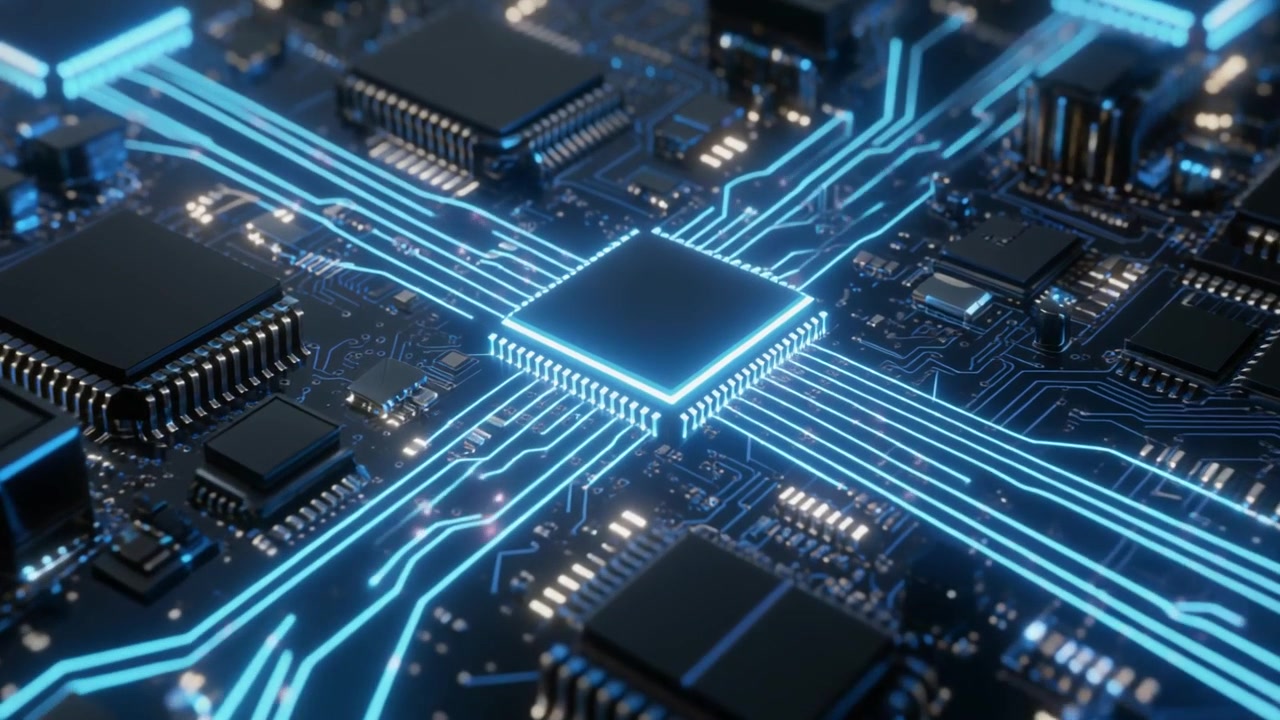 Digital datastrøm gennem en central processor på et printkort