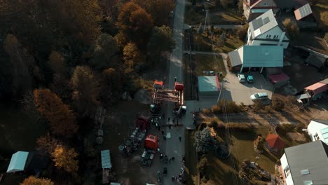 Bird-eye-view-of-loading-timber-trucks-with-tree-logs