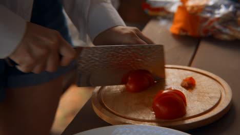 preparing a salad or sandwich