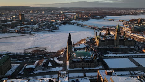 ottawa winter city skyline looking at gatineau