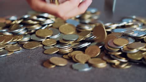 Coins in hands. Money concept.