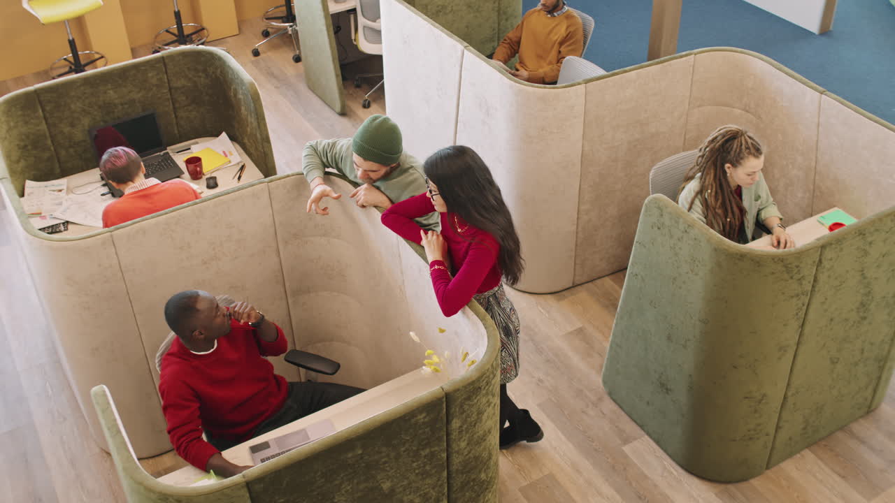 Top View of People Chatting in Modern Office