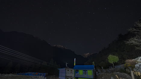 Timelapse-Del-Cielo-Nocturno-Desde-Bagarchaap-Annapurna-Circuit-Manang