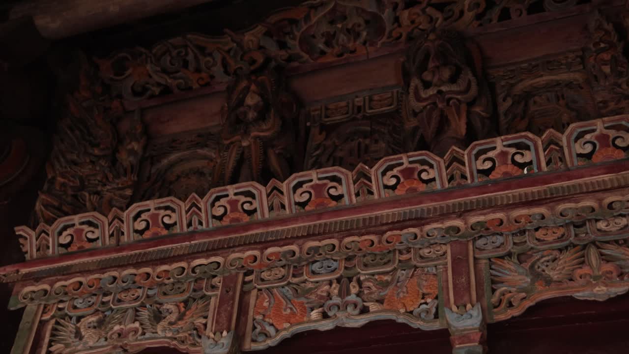 Intricate Wood Carvings on an Ancient Chinese Temple