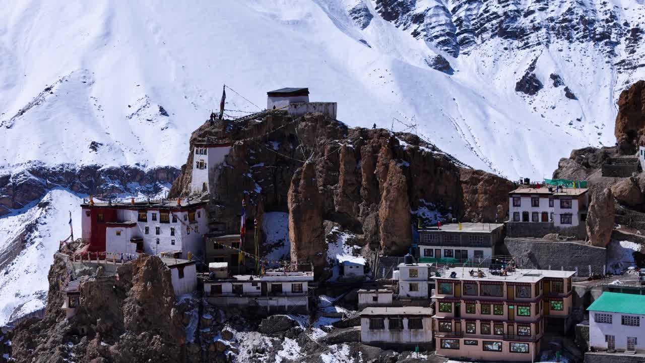 Himalayan Monastery in a Snow-Covered Valley